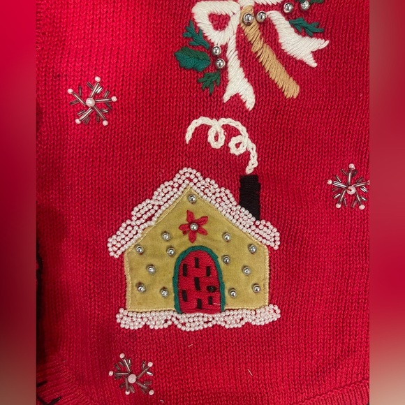 Festive Red Holiday Sweater Vest B.P. Design - Picture 2 of 4